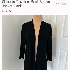 Chico's Travelers Black Open Jacket with fun buttons all the way down the back!